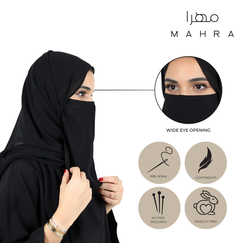 Half Elastic Niqab 10"