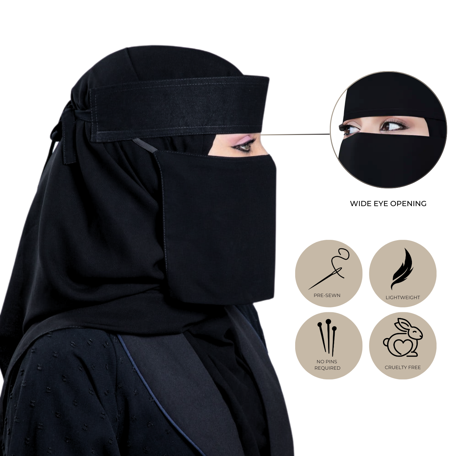 Saudi Buckram Niqab 8"